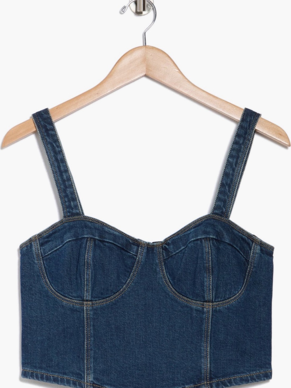PAIGE Guilia Blue Denim Bustier Crop Top